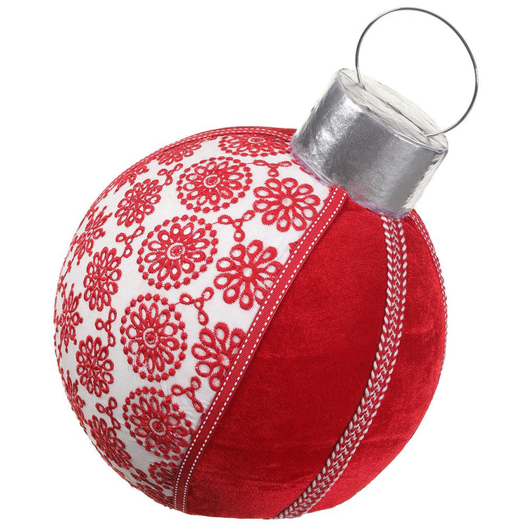 ESFERA VELVET CON ENCAJE - BLANCO CON ROJO