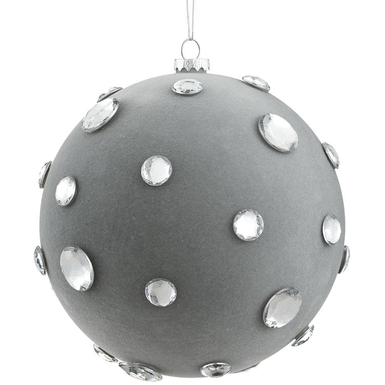 ESFERA DE VELVET GRIS CON PEDRERÍA