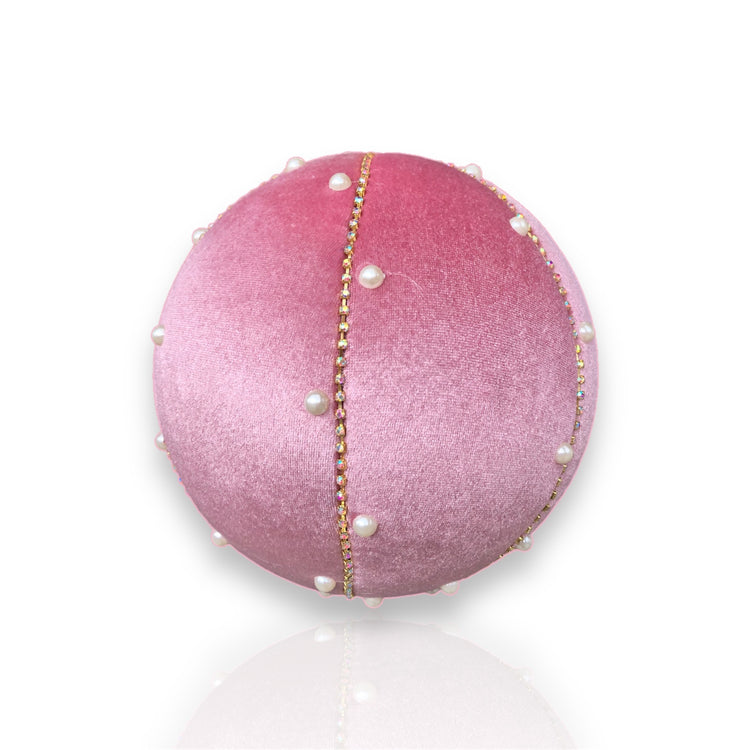 ESFERA ROSA DE VELVET CON PERLAS