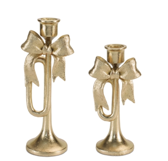 BOW TAPER CANDLE HOLDER SET OF 2