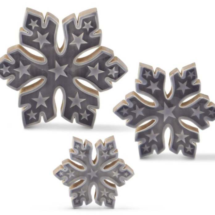 SET DE 3 SNOWFLAKES DE MADERA