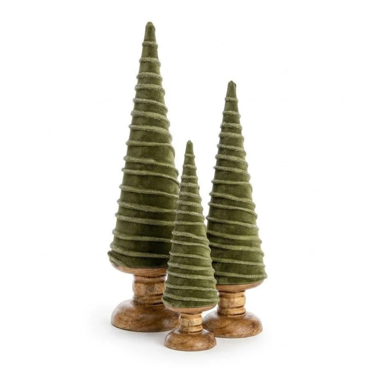 Set of 3 cream velvet swirl