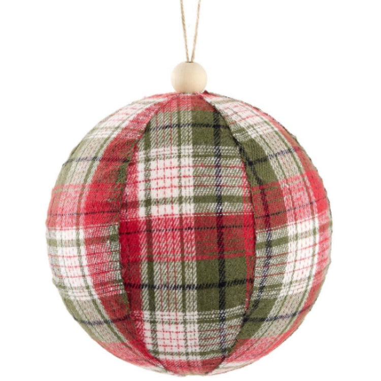 PLAID BALL ORNAMENT 6"