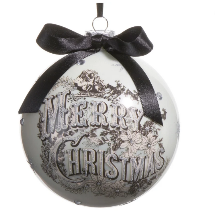 VINTAGE MERRY CHRISTMAS BALL ORNAMENT 5"
