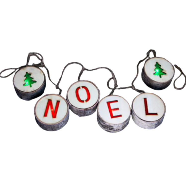 GUIRNALDA ILUMINADA "NOEL" EN COLOR BLANCO CON ROJO Y VERDE