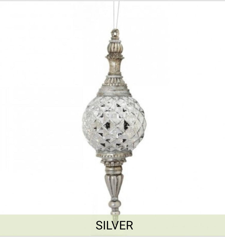 FINIAL CON GLITTER EN GRIS O DORADO.