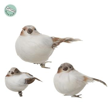 SET DE 3 PAJAROS DECORATIVOS CON CLIP