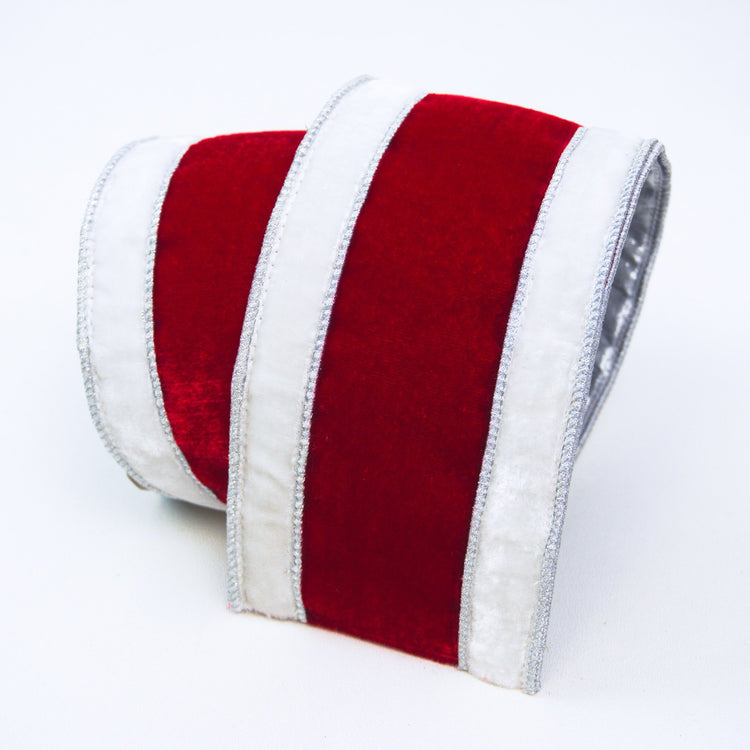 LISTON DE TERCIOPELO BLANCO CON ROJO