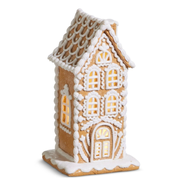 LIGHTED GINGERBREAD HOUSE ORNAMENT 10" - INDIVIDUAL