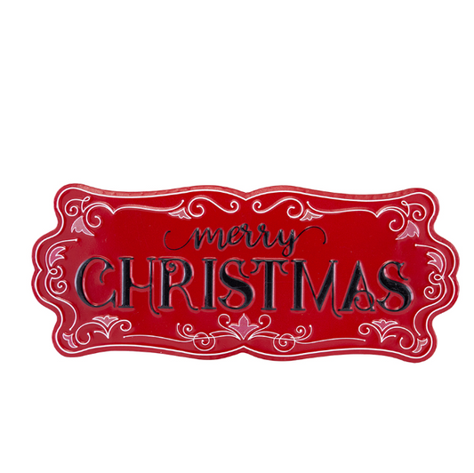 LETRERO DE METAL ROJO "MERRY CHRISTMAS"