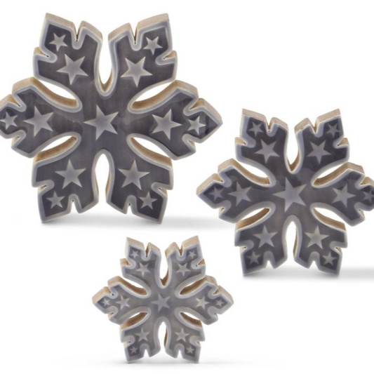 SET DE 3 SNOWFLAKES DE MADERA