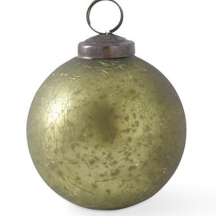 ESFERA DE CRISTAL VERDE OLIVO CRAQUELADA