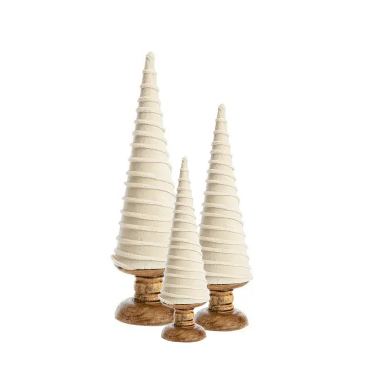 Set of 3 cream velvet swirl
