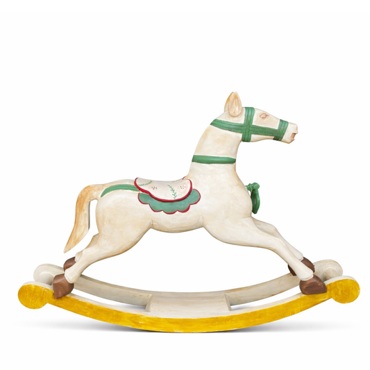 WHITE WOODEN HORSE 43.5"