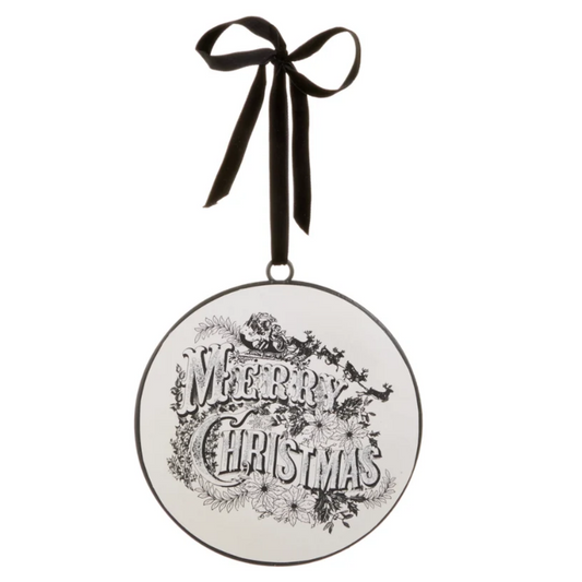 VINTAGE MERRY CHRISTMAS DISC ORNAMENT 6"