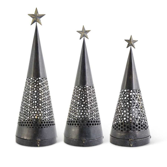 SET DE 3 PINOS OSCUROS DE METAL CON LUZ LED